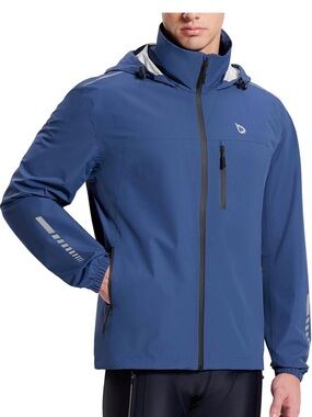 Men's Blue Lightweight Hooded Shell Jacket